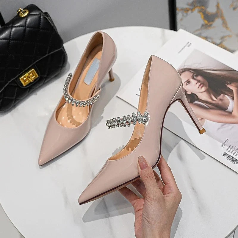 Rhinestone Chain Mary Jane Pumps