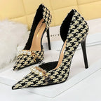 Pearl Chain Stiletto Pumps