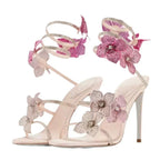 Crystal Flower Stiletto Sandals