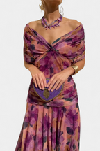Women's Off Shoulder Draped Ruched Maxi Dress product view 11 - Delvore