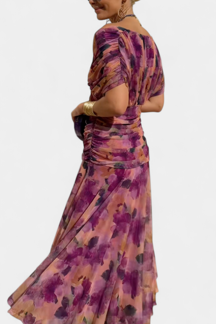 Women's Off Shoulder Draped Ruched Maxi Dress product view 12 - Delvore