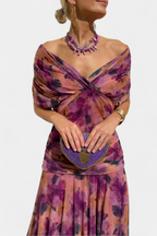 Women's Off Shoulder Draped Ruched Maxi Dress product view 13 - Delvore