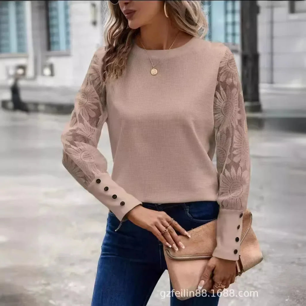 Floral Sleeve Waffle Top