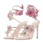 Crystal Flower Stiletto Sandals
