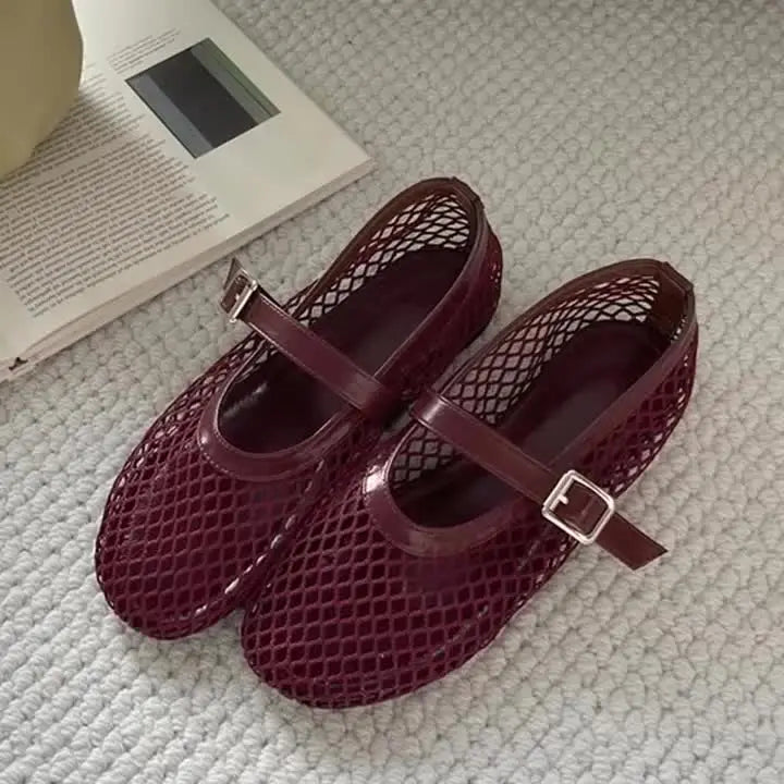 Mesh Mary Jane Ballet Flats