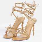 Crystal Flower Stiletto Sandals