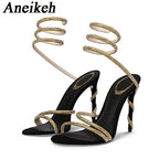Crystal Ankle-Wrap Stiletto Sandals