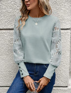 Floral Sleeve Waffle Top