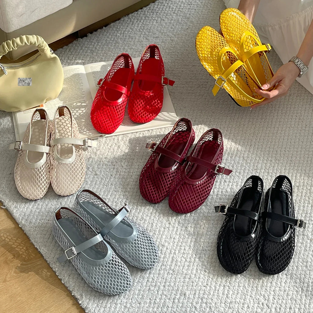 Mesh Mary Jane Ballet Flats