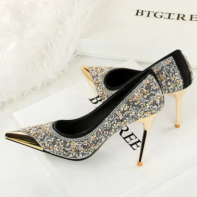 Rhinestone Pointed Toe Stiletto Pumps