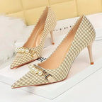Pearl Chain Stiletto Pumps