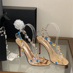 Multicolour Crystal Clear Strap Stiletto Sandals