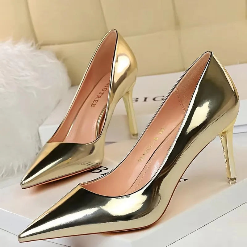 Patent Pointed Toe Stiletto Pumps