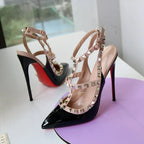 Studded Pointed-Toe Stiletto Sandals
