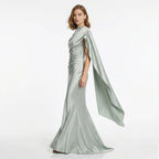 Satin Cape Sleeve Maxi Dress product view 7 - Delvore