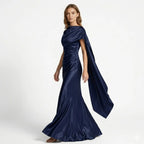 Satin Cape Sleeve Maxi Dress product view 2 - Delvore