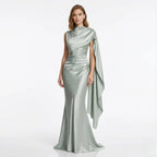 Satin Cape Sleeve Maxi Dress product view 6 - Delvore