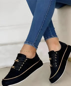 Women's Gold Chain Platform Lace-Up Sneakers product view 2 - Delvore