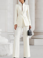 Women's Tailored Blazer & Wide Leg Pants Suit product view 3 - Delvore