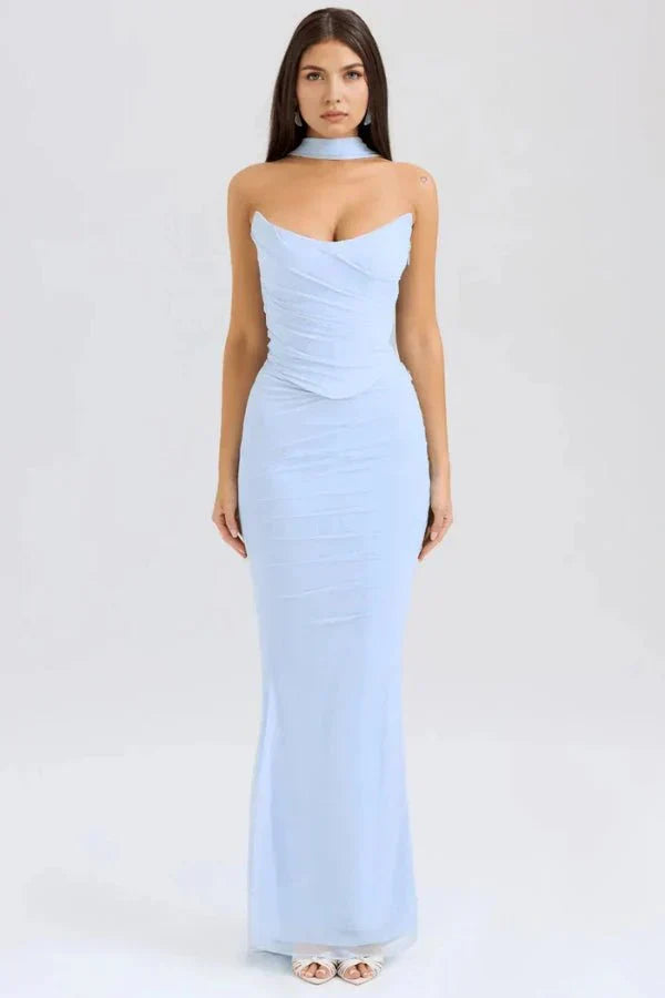 Ruched Mesh Mermaid Maxi Dress product view 4 - Delvore