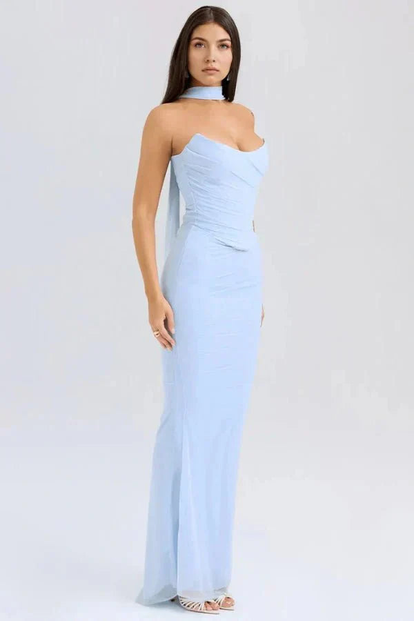 Ruched Mesh Mermaid Maxi Dress product view 6 - Delvore