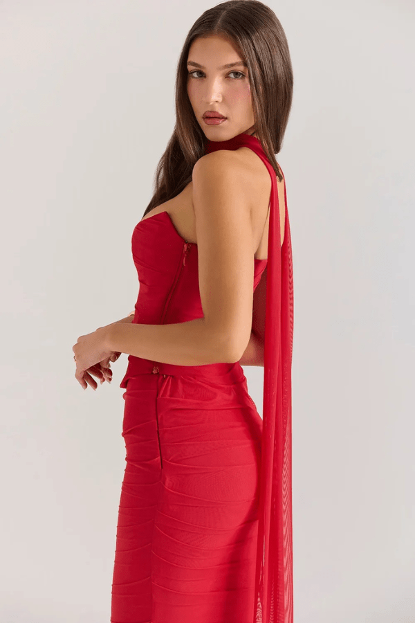 Ruched Mesh Mermaid Maxi Dress product view 10 - Delvore
