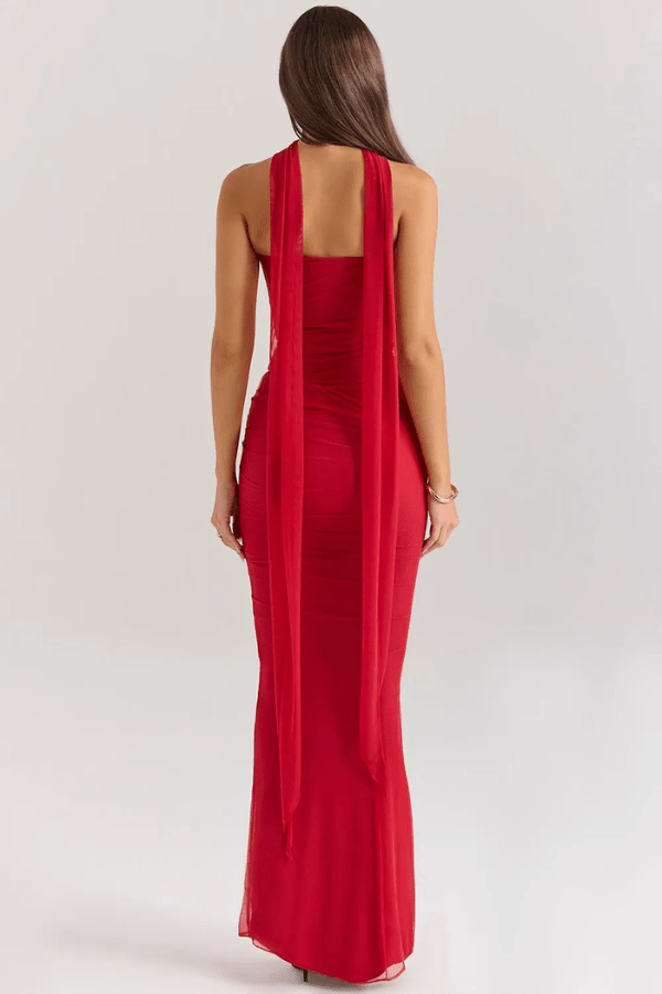Ruched Mesh Mermaid Maxi Dress product view 9 - Delvore