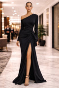 One Shoulder Ruched Maxi Dress Cararush