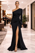 One Shoulder Ruched Maxi Dress Cararush