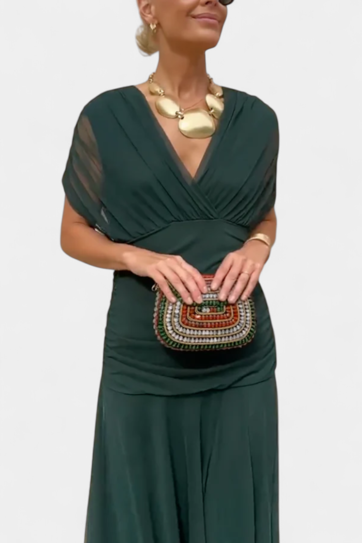 Women's Off Shoulder Draped Ruched Maxi Dress product view 15 - Delvore