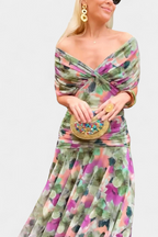 Women's Off Shoulder Draped Ruched Maxi Dress product view 6 - Delvore