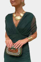 Women's Off Shoulder Draped Ruched Maxi Dress product view 14 - Delvore