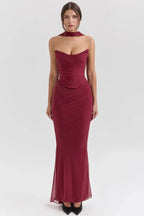 Ruched Mesh Mermaid Maxi Dress product view 12 - Delvore