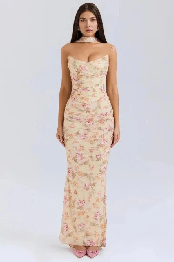 Ruched Mesh Mermaid Maxi Dress product view 15 - Delvore