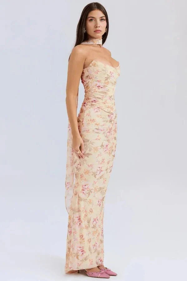 Ruched Mesh Mermaid Maxi Dress product view 16 - Delvore