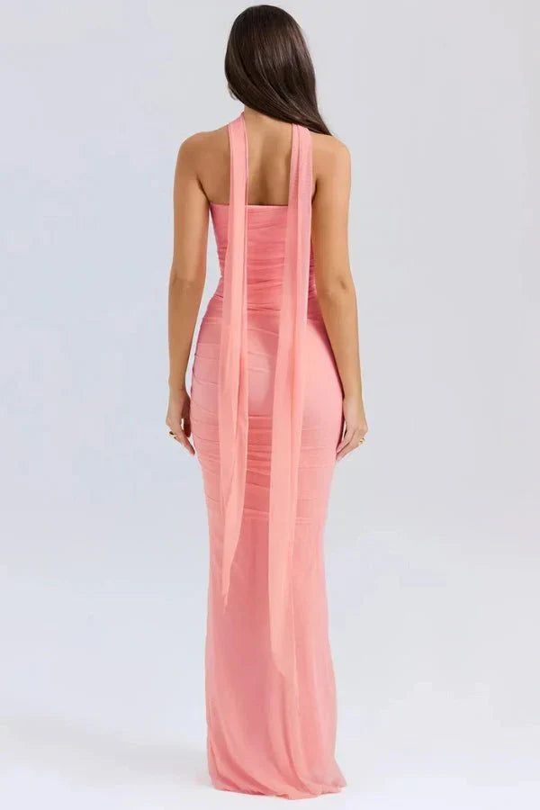 Ruched Mesh Mermaid Maxi Dress product view 19 - Delvore