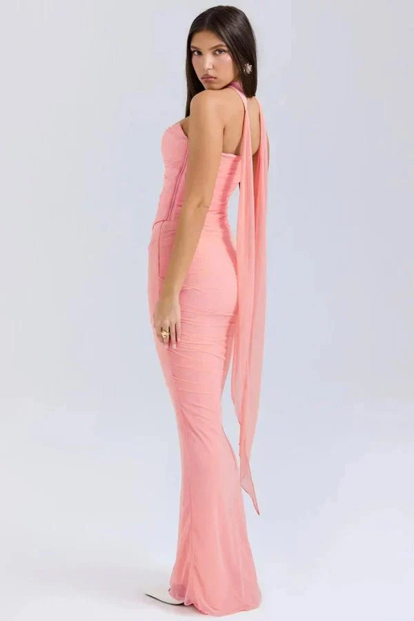 Ruched Mesh Mermaid Maxi Dress product view 20 - Delvore